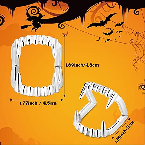 Set of 6 Halloween Napkin Ring Holder Buckle Vampire Fangs Teeth Napkin Rings Metal Alloy Napkin Rings Spooky Napkin Holder Ring Serviette Ring Holders for Halloween Party Dinner Table Decor (Silver)