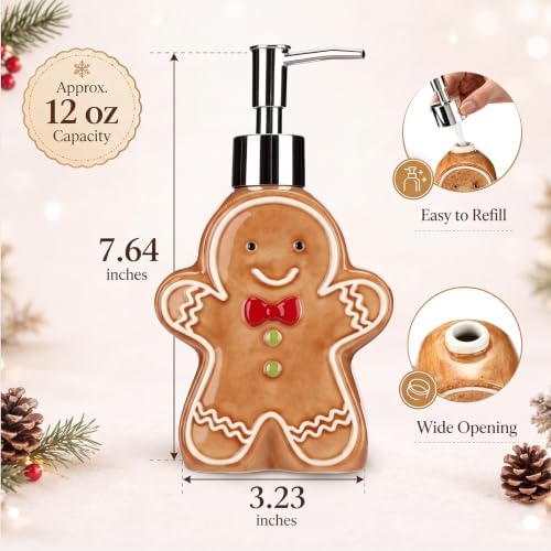 Potchen Christmas Gingerbread Man Dispenser Ceramics Soap Bathroom Decor