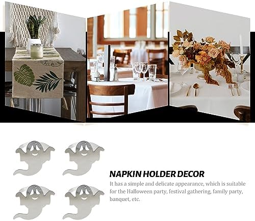 Luxshiny 4pcs Halloween Ghost Napkin Alloy Napkin Holders for Festive Dining Table Decor Creative Ghost-Shaped Tableware for Halloween Parties Gatherings