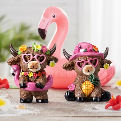 Karenhi 2 Pcs Flamingo Figurines Resin, Summer Decorations Tabletop Home