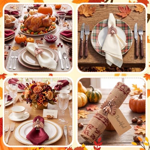 Yungyan 12Set Thanksgiving Turkey Napkin Rings,Classic Metal Napkin Holder
