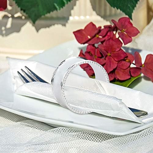 6 Pcs Stainless Steel Bead Side Napkin Rings Silver