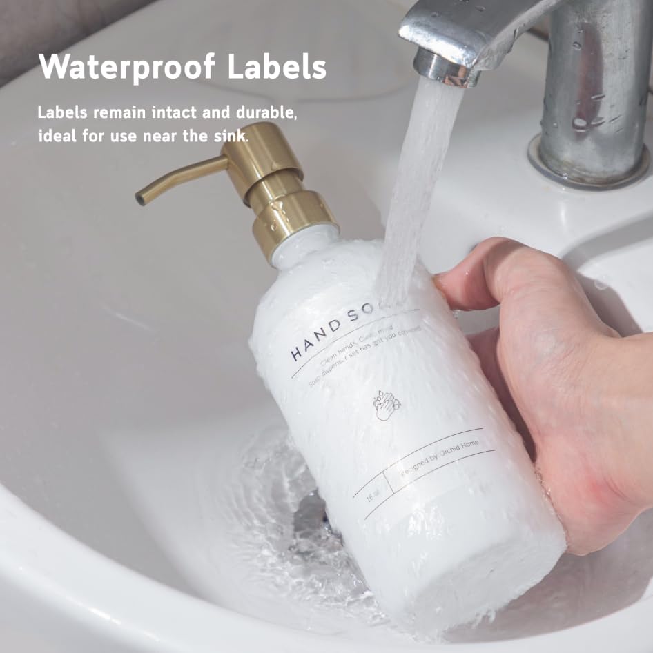 [Luxury] Kitchen Soap Dispenser Set - 16OZ White Glass Bottle, Stainless Steel Pump, Instant Dry Tray, Waterproof