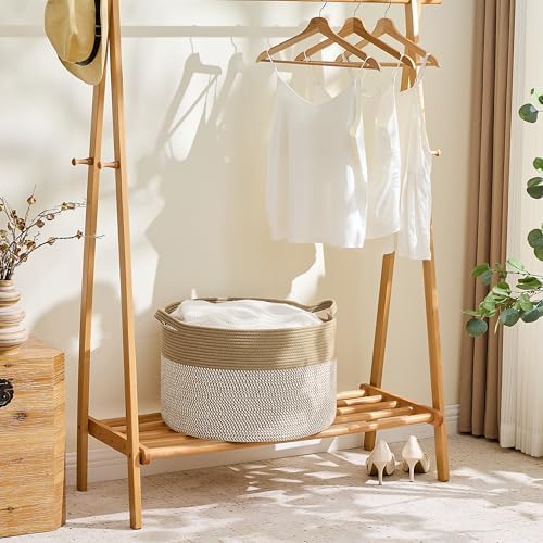 KAKAMAY Large Blanket Basket with Handles, Storage Basket for Living Room