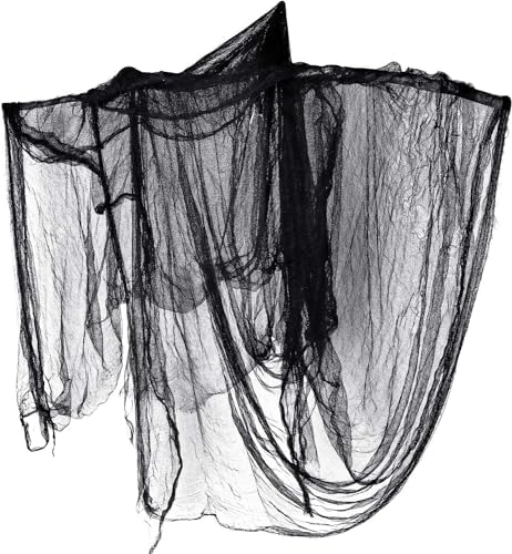 Whaline Halloween Black Creepy Cloth 197 x 87 Inch Spooky Gauze Clothes Halloween Scary Decoration for Haunted Houses Party Supplies Indoor Outdoor