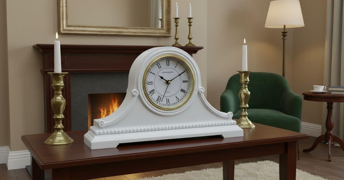 Mantel Clocks, Battery Operated, Silent Wood Table Clock with Westminster Chimes On The Hour, Solid Wooden Shelf