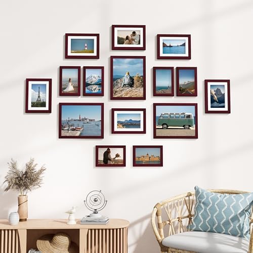 Vittanly 15 Pack Picture Frames Collage Wall Decor, Wall/Tabletop Display