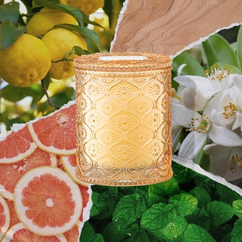 LA JOLIE MUSE Yuzu Neroli Scented Candles for Home, Natural Soy Wax 40 Hrs