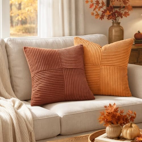 MIULEE Fall Rust Decorative Lumbar Throw Pillow Covers 12x20 Inch 2 Pack