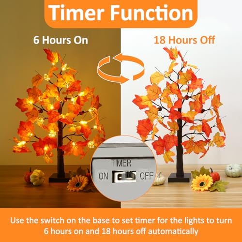 Joyhalo 2 Pack 23.5 Inch Fall Trees with Lights