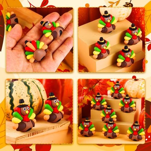 50 Pcs Mini Thanksgiving Turkey Figurines Tiny Turkey Figures Miniarue Animals Figurines Little Autumn Fall Ornaments to Hide and Seek for Thanksgiving Party Decorations (50)