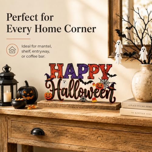 Metal Happy Halloween Sign Table Mantel Shelf Desk Home Decor
