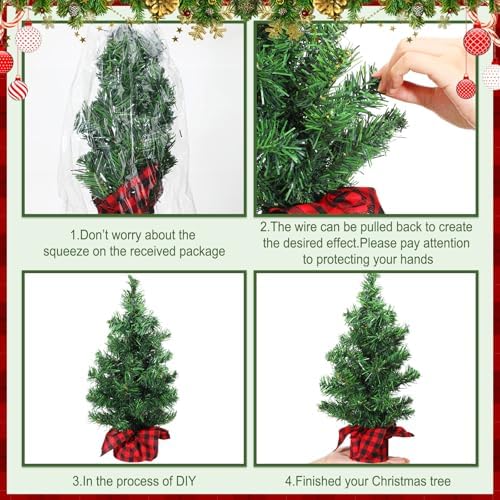 Ceenna 12 Pcs Mini Artificial Christmas Trees Tabletop Unlit,15.75 Inch