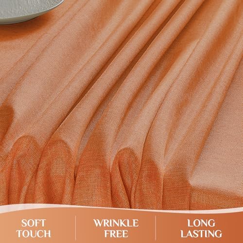 Softalker Extra Lang Table Cloth for 6/8 Foot Rectangle Table 60x120 inch Orang Faux Linen Tablecloth Outdoor Waterproof Stain and Wrinkle Resistant Table Cover for Fall Garden Party Decor Tabletop