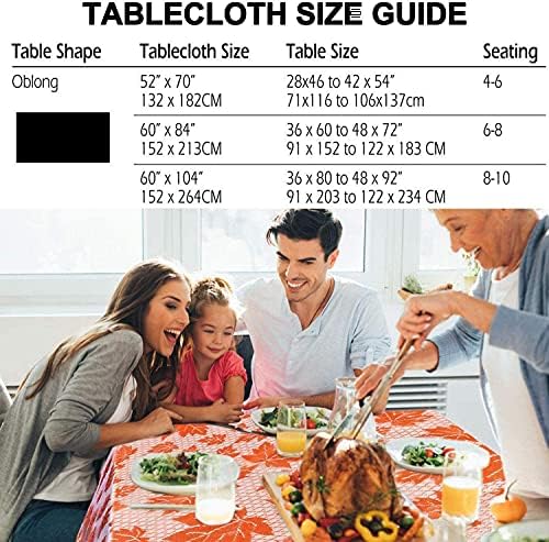 Thanksgiving Tablecloth 60 × 84 Inch for 6-8 Seats Maples Leaves Lace