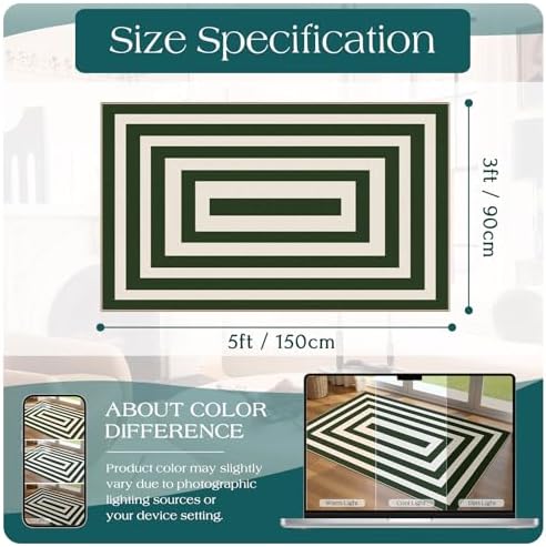 3x5 Modern Entry Rug - Washable Indoor Outdoor Mats for Front Door