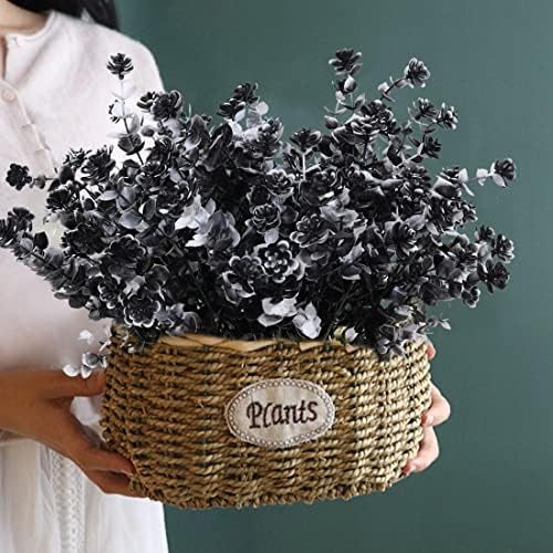 RECUTMS Black Artificial Flowers,12Pc Fake Fall Outdoor UV Resistant Plants