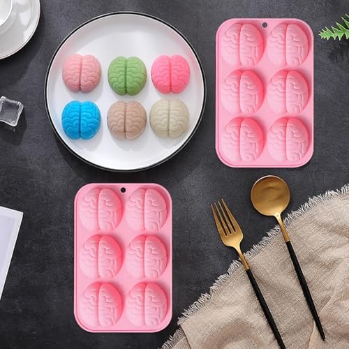 Brain Silicone Mold, 6-Cavity, 17.9x12.3 cm, Pack of 2