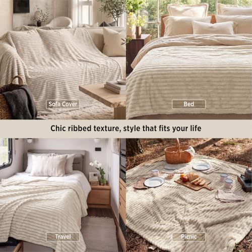 Bedsure Soft King Size Blankets for Bed Khaki 108"x90"