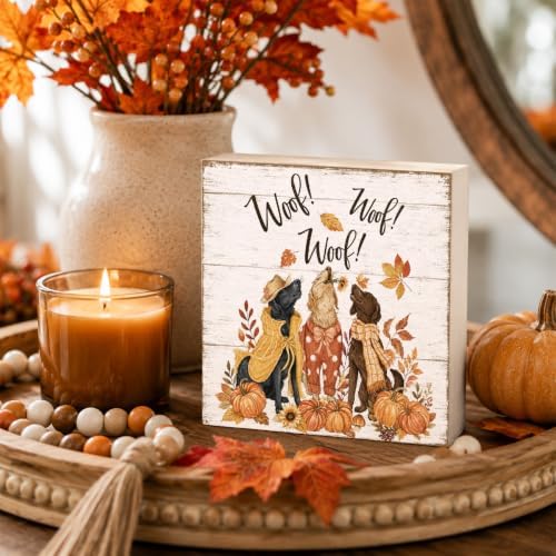 Fall Decorations for Home Dog Pumpkin Fall Wall Art Woof Woof Decor