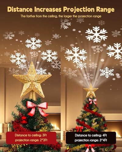 Brightown Christmas Star Tree Topper with Snowflake Projector Lights