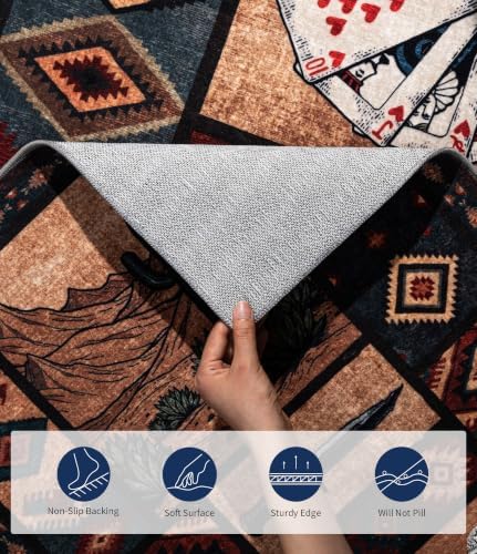YIHOUSE Washable Western Cowboy Hallway Runner Rug 2x8