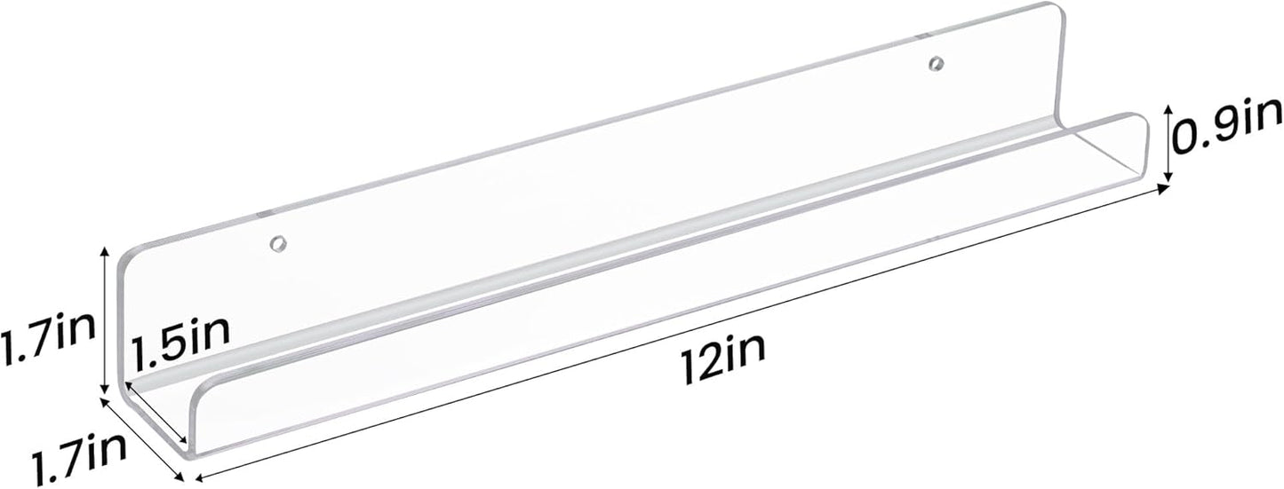 upsimples 18 Pcs 12" Vinyl Record Wall Mount Shelves, Clear Acrylic Display | Display Full Album Covers, Keep Records