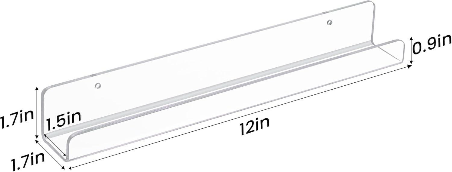 upsimples 18 Pcs 12" Vinyl Record Wall Mount Shelves, Clear Acrylic Display | Display Full Album Covers, Keep Records