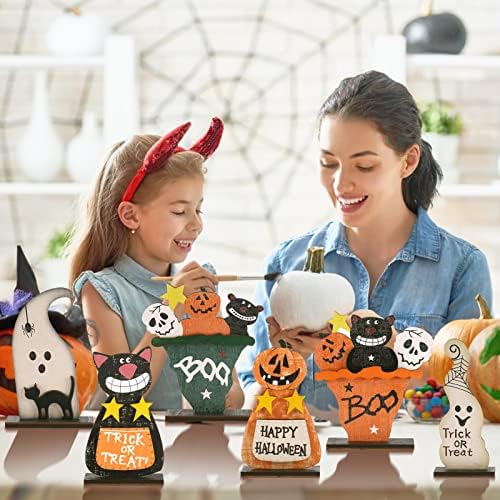 6PCS Halloween Black Cat/Pumpkin Monster/Ghost for Indoor Table Decorations