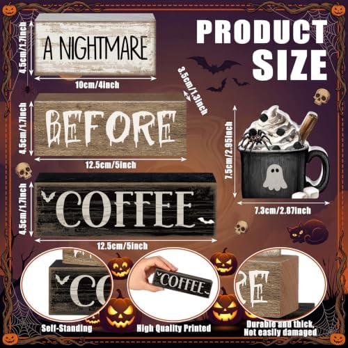 Lineshading 4 Pcs Halloween Farmhouse Tabletop Decor, Ghost Mug Topper