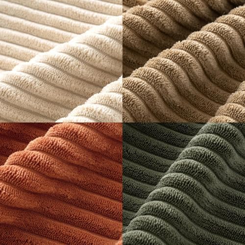 MIULEE Fall Corduroy Decorative Throw Pillow Covers Rust-Olive Green 24x24