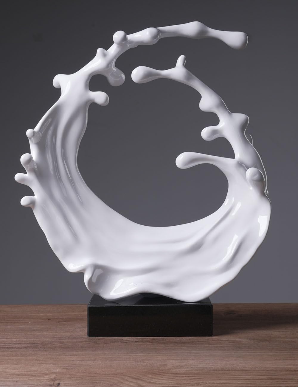 Abstract Sculpture Decor Modern Art Gift Sea Wave Figurine Table Centerpiece Statue / White