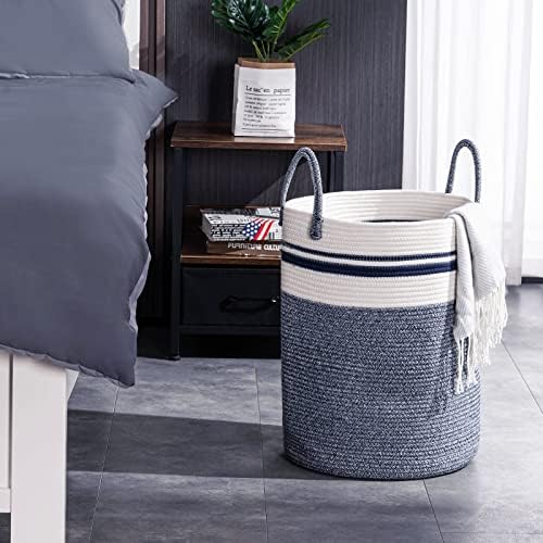 YOUDENOVA Cotton Rope Laundry Hamper Basket, 72L Blanket Basket for Nursery