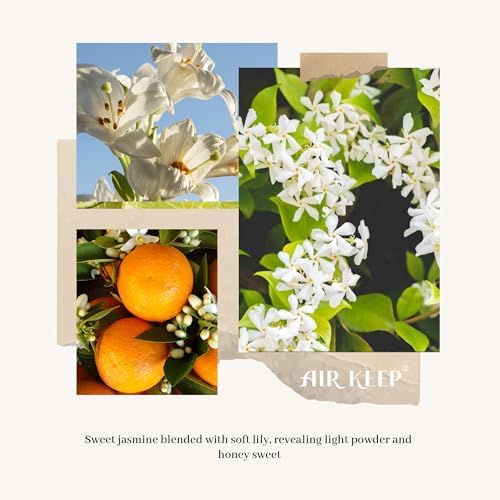 Airkeep Reed Diffuser Set, 3.38 fl oz (100 ml) - Jasmine Lily Lemon Oil Diffusers with 8 Reed Sticks, Home Fragrance