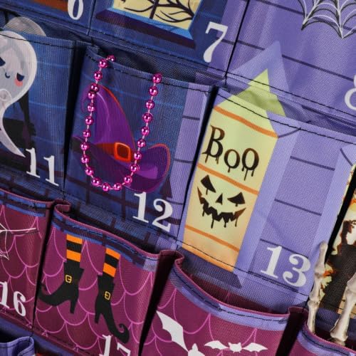 HOWAF Halloween Advent Calendar Haunted House Wall Hanging, 30 Days Countdown to Halloween Fabric Calendar with 30 Pockets, Spooky Castle Design Halloween Countdown Decor for Gifts Filling