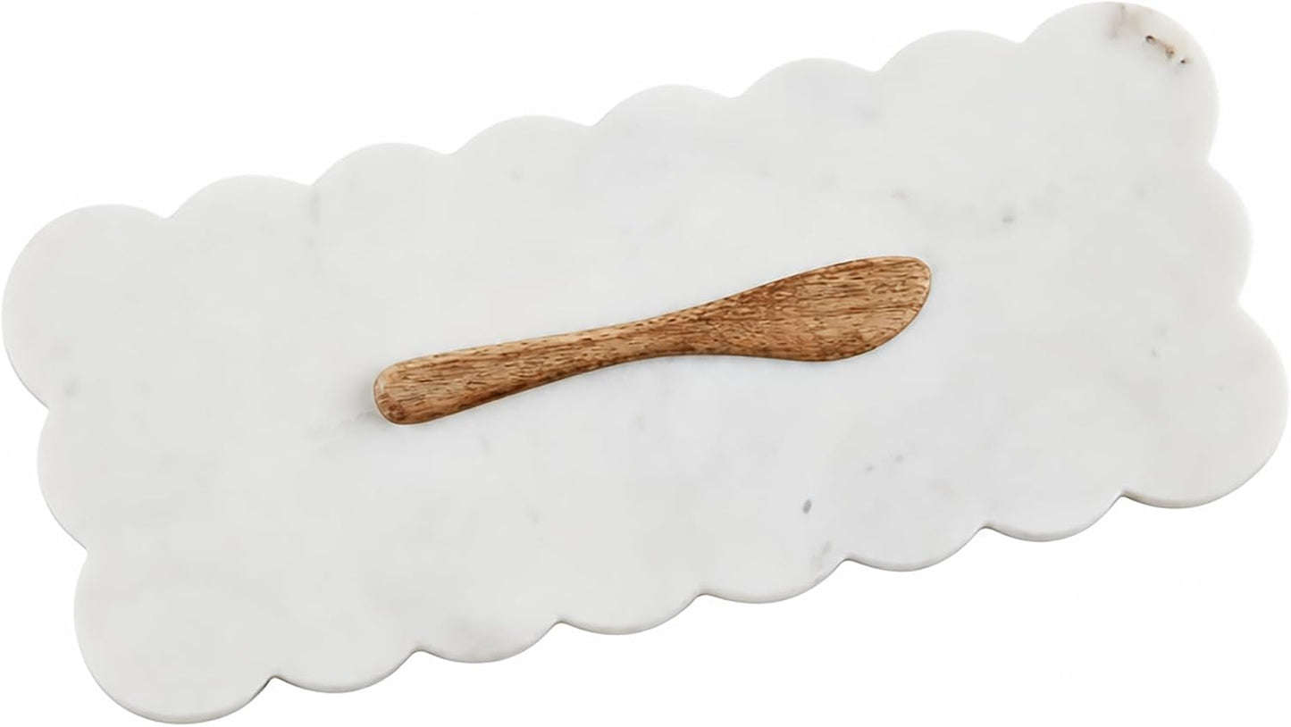 Scallop Marble Board Set / White / 12 x 5