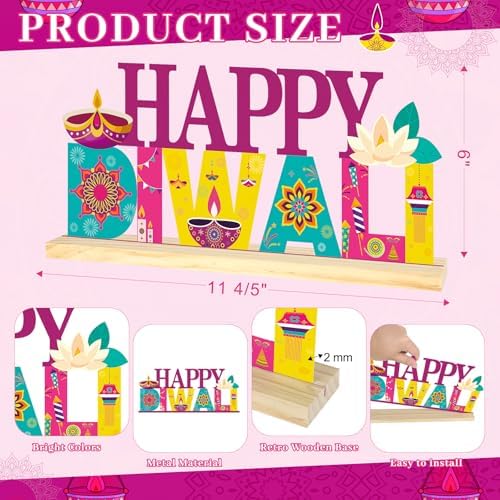 Metal Happy Diwali Sign Decorations for Home Party Shelf Mantel