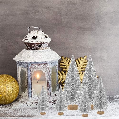KUUQA 60 Pcs Mini Christmas Trees Bottle Brush Trees, Silver