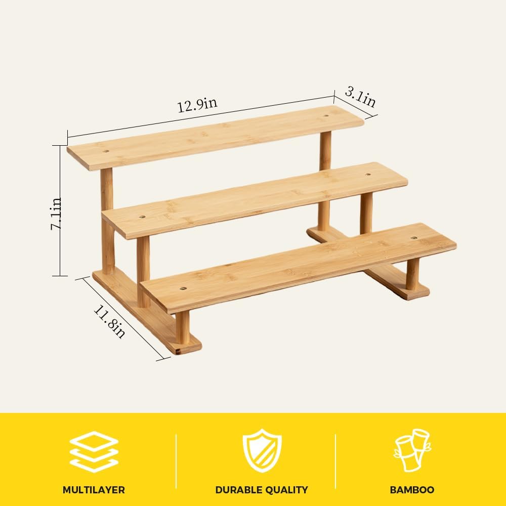 Bamboo and Wood 3 Tier Cupcake Stand / Rectangular 3 Tiers 1P