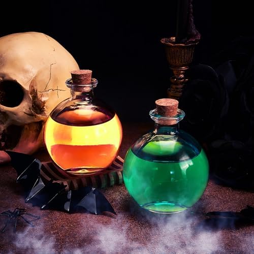 Tessco for you 1 Pcs 8.5 oz Glass Potion Bottles with Cork, Round Spherical Apothecary & Decorative Bottles for Candy, Spices, Vanilla Extract, Wish Messages, Snow Globe & DIY Crafts (Classic)
