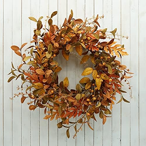 AMF0RESJ Artificial Fall Wreath for Front Door Autumn Wreath for Home Decor