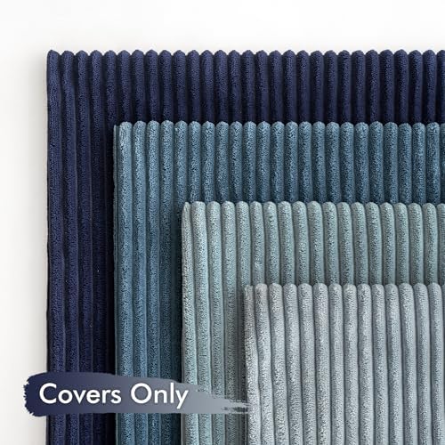 MIULEE Soft Corduroy Decorative Throw Pillow Covers Blue Navy Series 18x18
