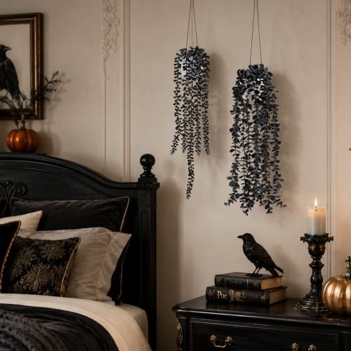 Der Rose 4 Pcs Fake Hanging Plants for Halloween Bathroom Decor Indoor