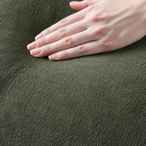 MIULEE Boho Linen Fringe Decorative Throw Pillow Covers Rifle Green 20x20
