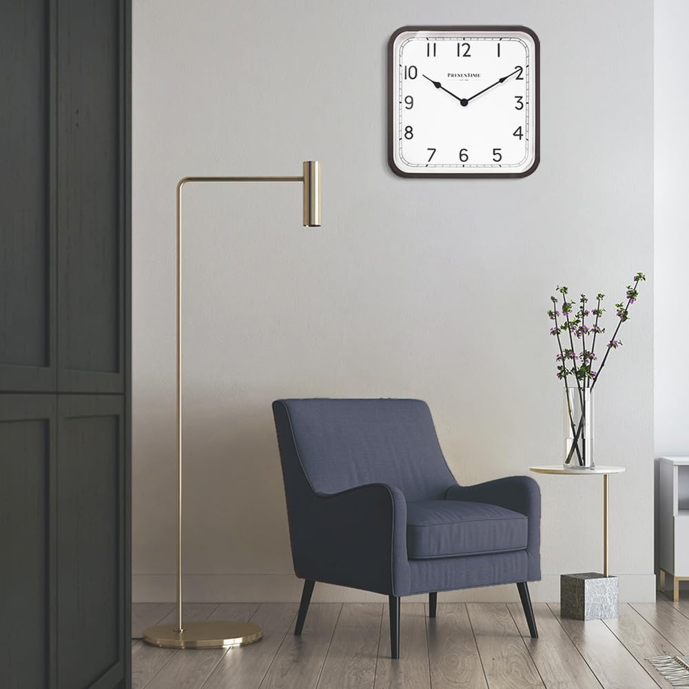 16" Anton Modern Farmhouse Square Clock | Silent No Ticking, Wall Art and Timepiece for Home Decoration/Wall Décor, Oil