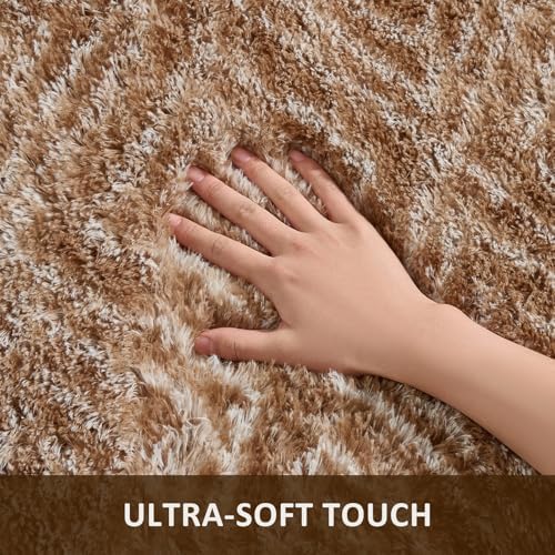 Ophanie Area Rugs for Bedroom Living Room,Color Brown and White,Size 6' x 9',Shape Rectangular