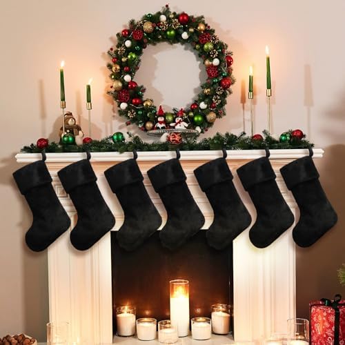 12 Pcs Christmas Stocking 18" Plush,Black
