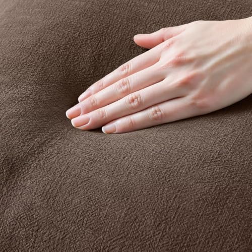 MIULEE Linen Fringe Decorative Fall Euro Pillow Covers Reddish Brown 22x22