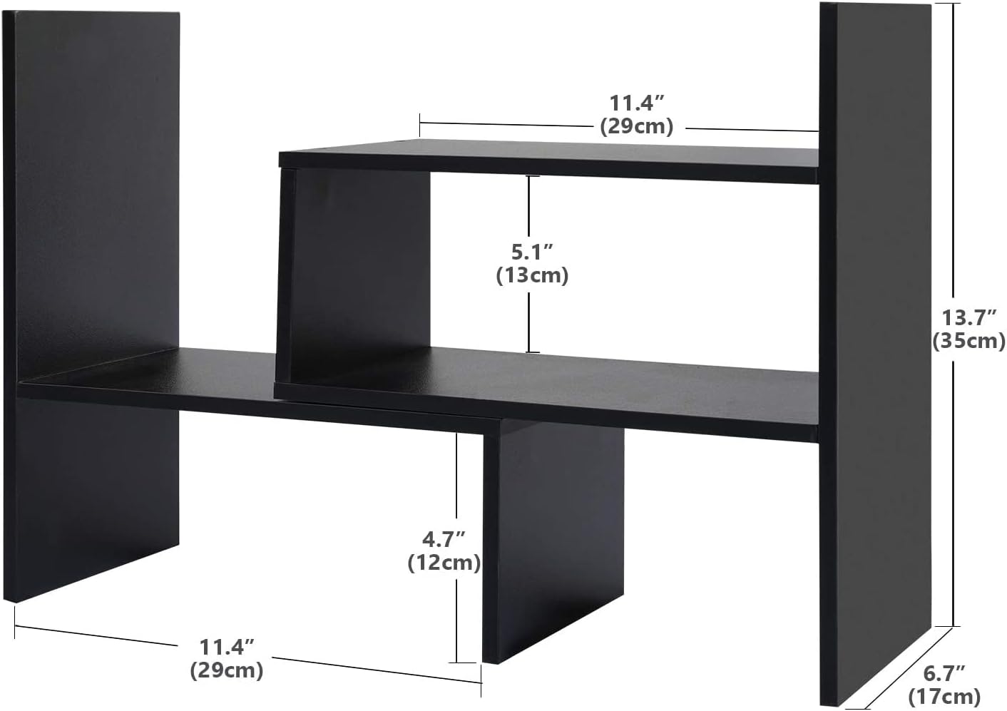 Sorfity Desktop Bookshelf Desk Storage Organizer Adjustable Wood Desktop Display Shelf Rack Counter Office Storage Rack