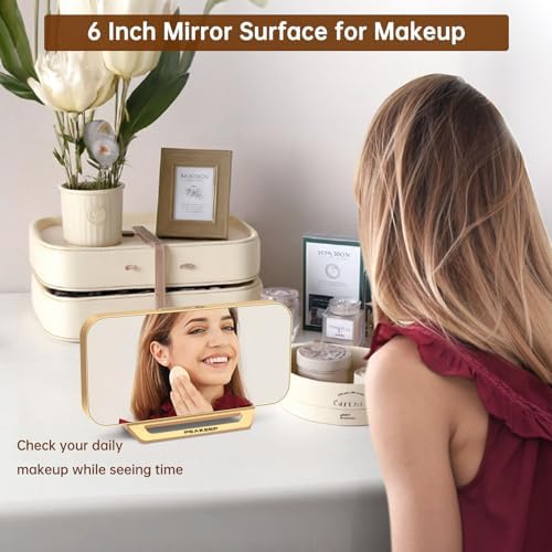 Peakeep Slim Digital Mirror Aesthetic Alarm Clock for Bedrooms Desk Decor